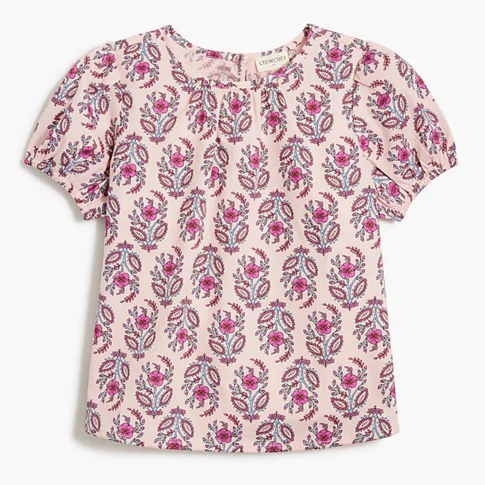 JCrew CrewCuts Girls Printed Puff Sleeve Top ~ 12